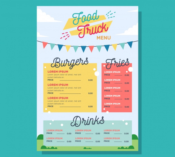Food Happy Style Truck Menu Template