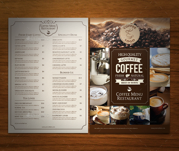 Professional Cafe Menu Template