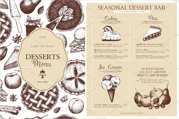 Seasonal Dessert Bar Menu Templates