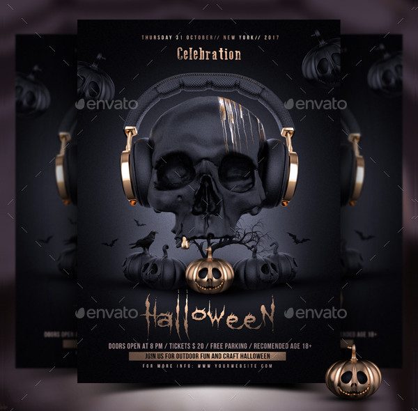 Unique Halloween Party Design Flyer
