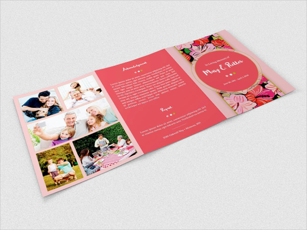 Hibiscus A5 Tri-Fold Funeral Program Brochures