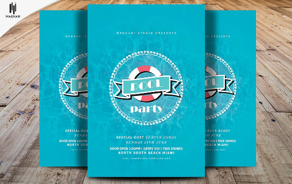 Minimal Pool Party Flyer Template