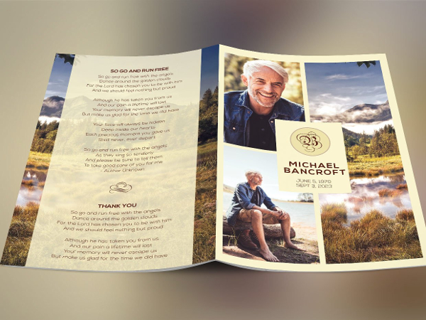 Nature Funeral Program PSD Templates