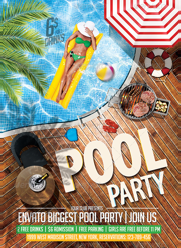 Pool Party Music Flyer Template