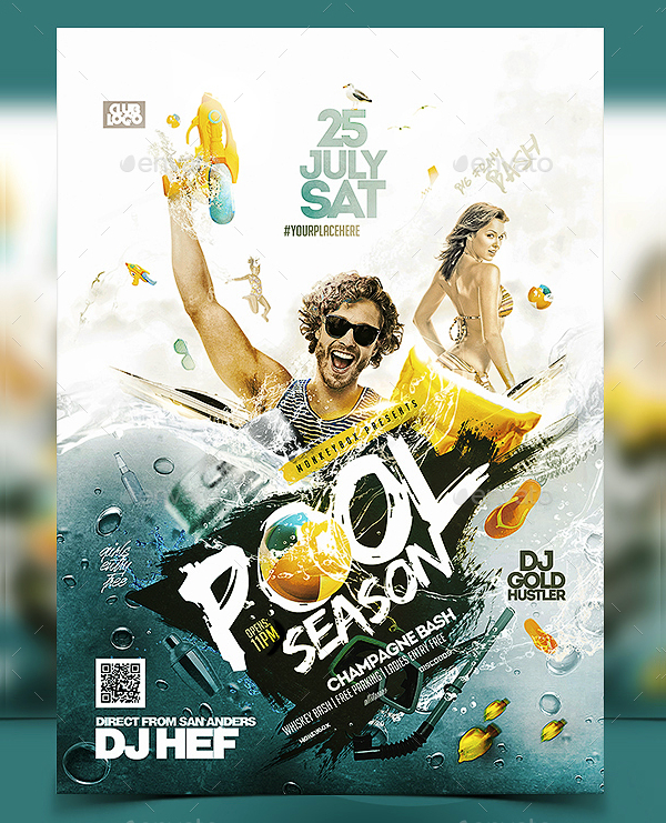 Pool Party Season Flyer Template