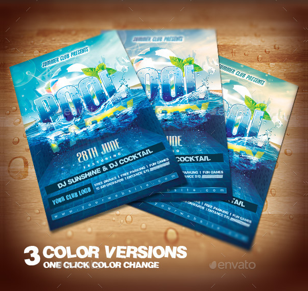 Summer Pool Party Flyer Template