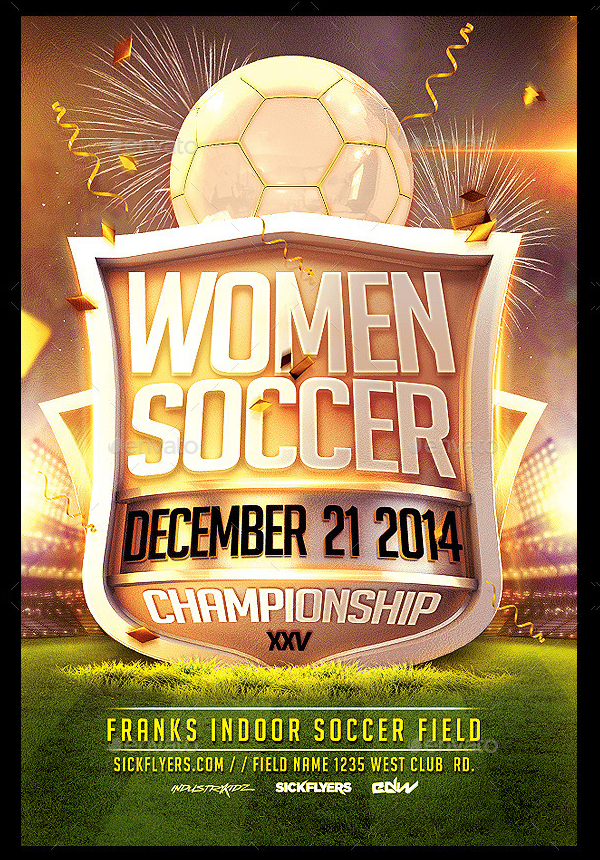 Women Soccer College Cup Flyer Template