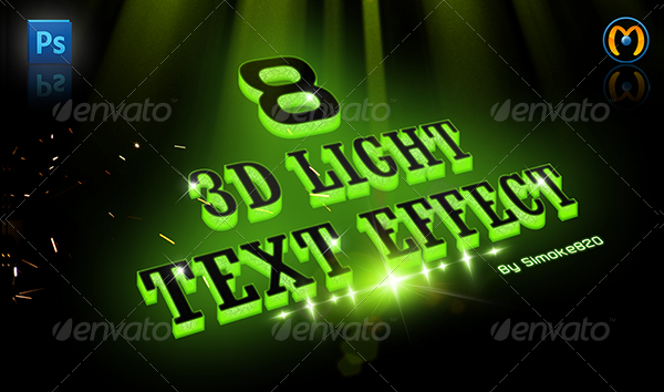 Text 3D Light Photoshop Actions
