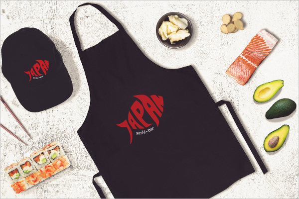 Sushi Bar Apron and Cap Mock-up