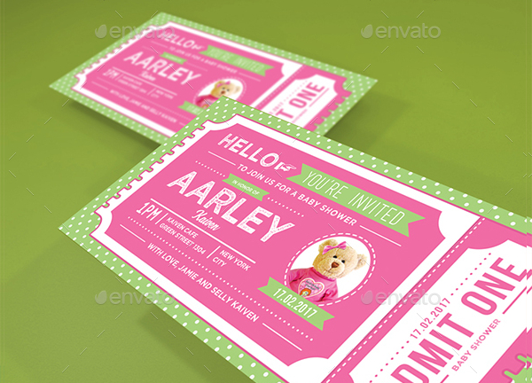 Baby Shower Invitation Ticket Templates – Free PSD, PNG, EPS, Vector Downloads