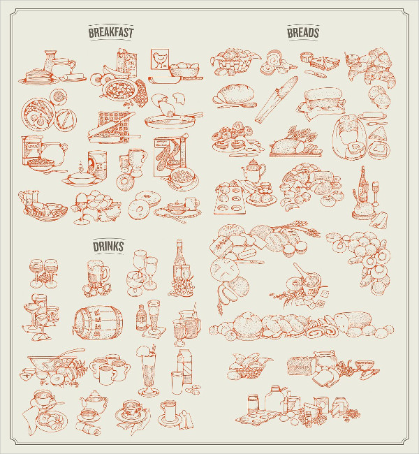 Collection Of Glorious Food Illustrations