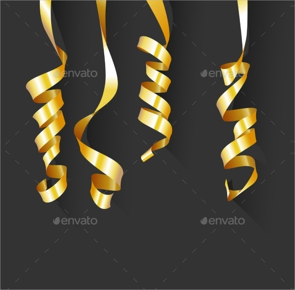 Birthday Background With Gold Streamers