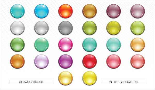 Colorful Glass Interface Buttons