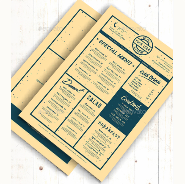 Cool Restaurant Menu Template