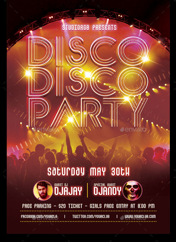 Disco Party Design Flyer Template