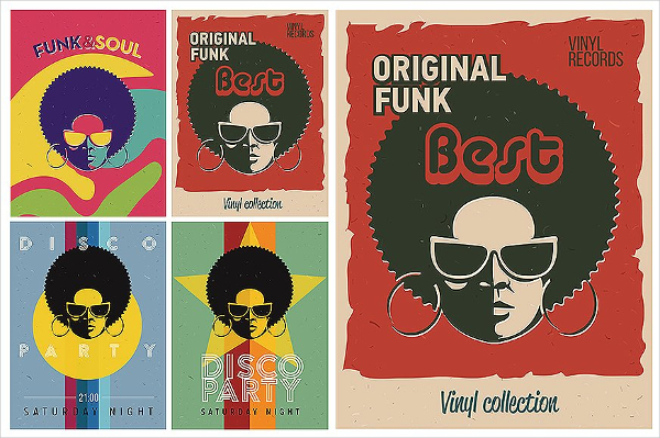 Disco Party Event Flyers Set