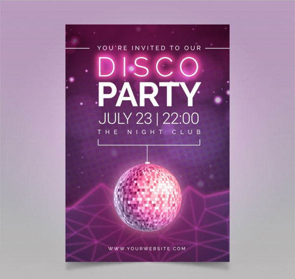 Disco party Free Vector Flyer Design