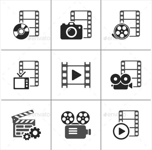 Film Icon Pack On White