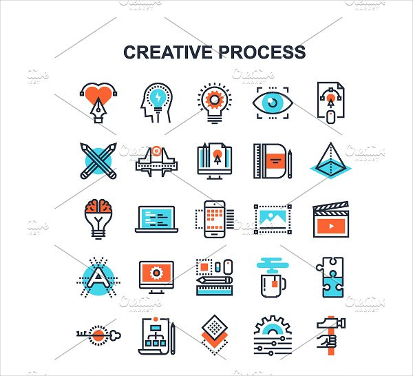 Flat Line Web Design Icons Pack