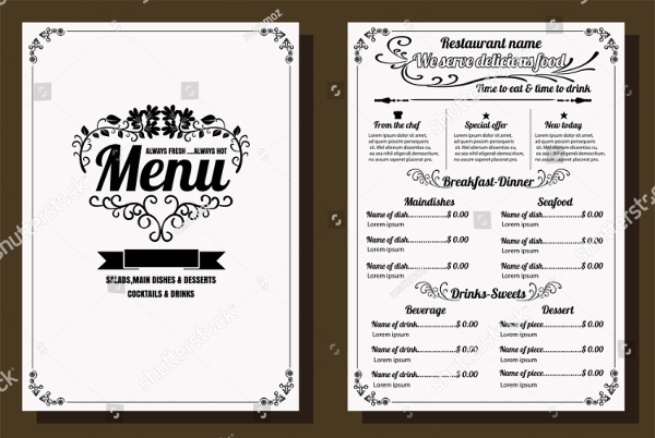 Food Menu Vintage Design With Chalkboard