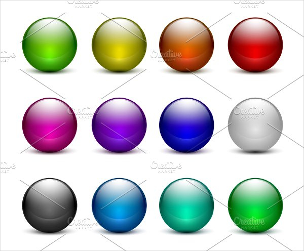 Printable Glass Sphere Buttons Set