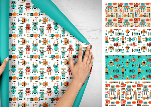 Hipster Robots Patterns Set