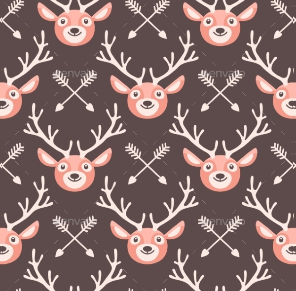 Hipster Seamless Pattern With Deer And Arrows