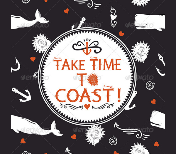 Hipster Seamless Pattern With Marine Elements