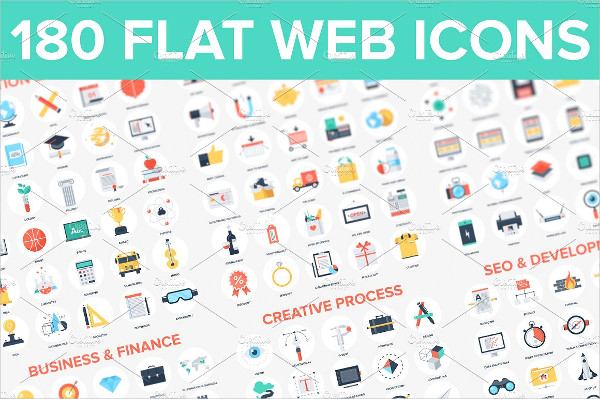 Colorful Web Flat Icons Pack