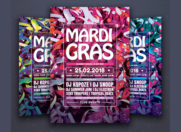 Mardi Gras Celebrations Flyer Template