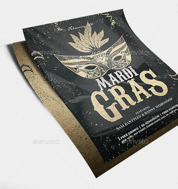 Mardi Gras Mask Flyer Template