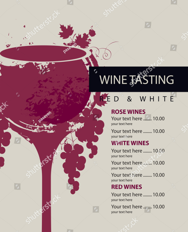 Menu For Wine Tasting Templates