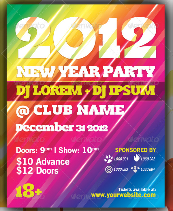 New Year Rainbow Flyer Template