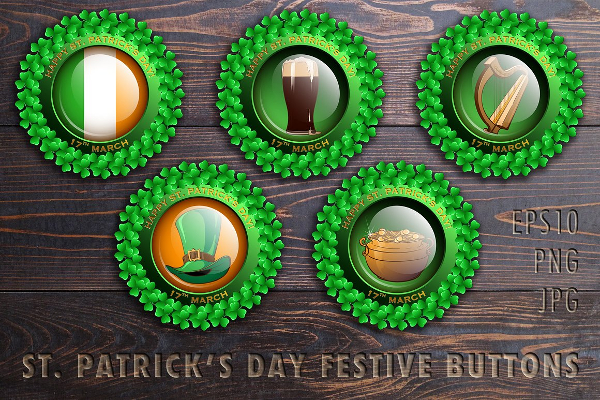 Patrick's Day Festive Glass Design Button