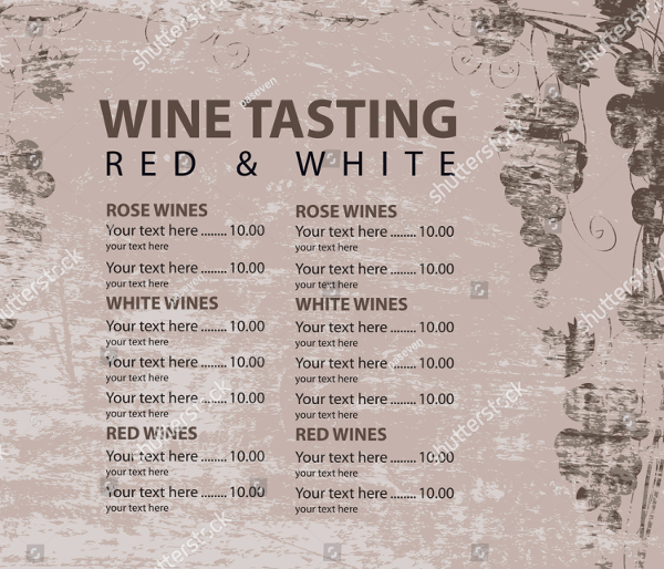 Rose Wines Menu Template