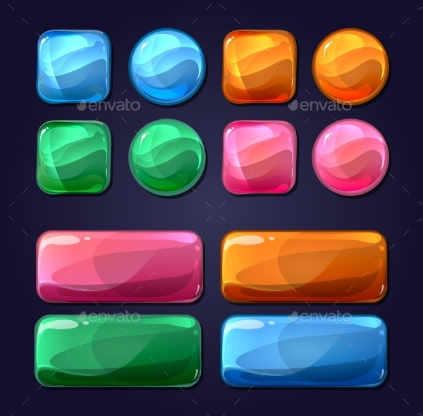Vector Glass Cartoon Buttons