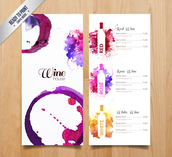 Watercolor Wines Menu Free Vector