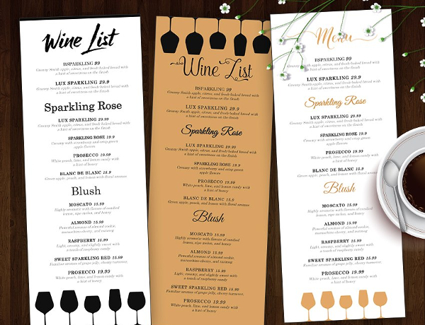 Wine List Menu Template