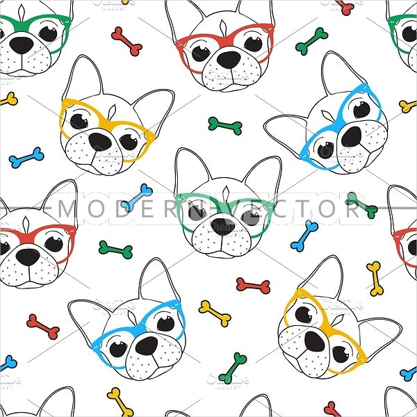 Hipster Bulldog Pattern