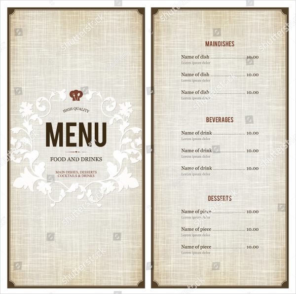 Vintage Multipurpose Menu Template