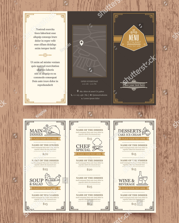 Vintage Restaurant Trifold Menu Design