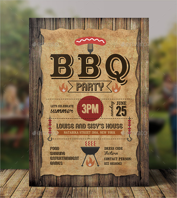 BBQ Holiday Party Invitations Template