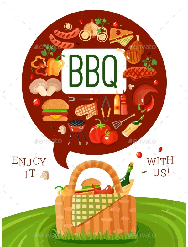 BBQ Picnic Flat Invitation Template