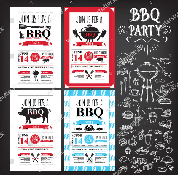 BBQ Menu Design Invitations Template