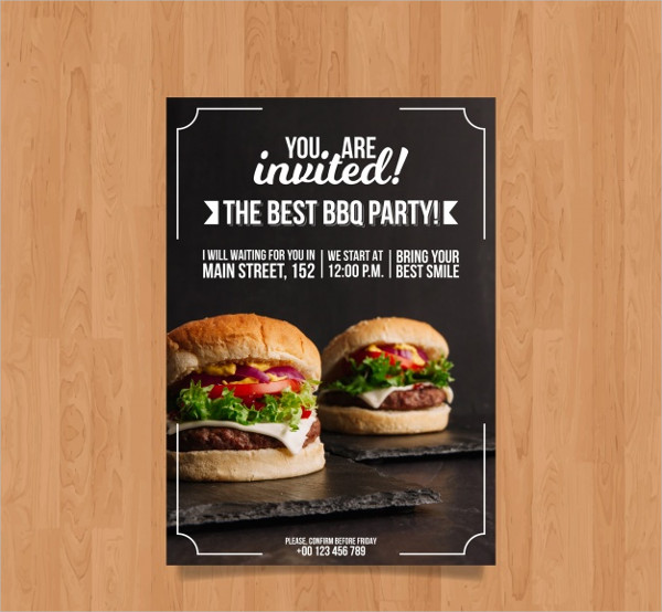 BBQ Invitation Template With Hamburger Photo