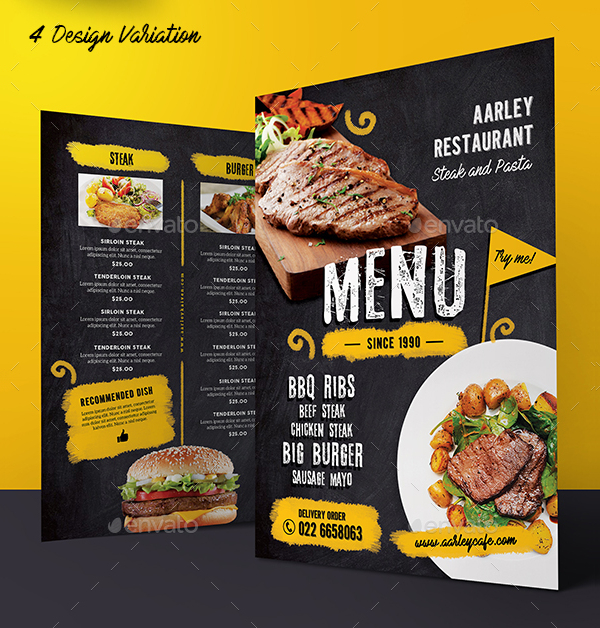 Chalkboard Cafe Menu Flyer Template