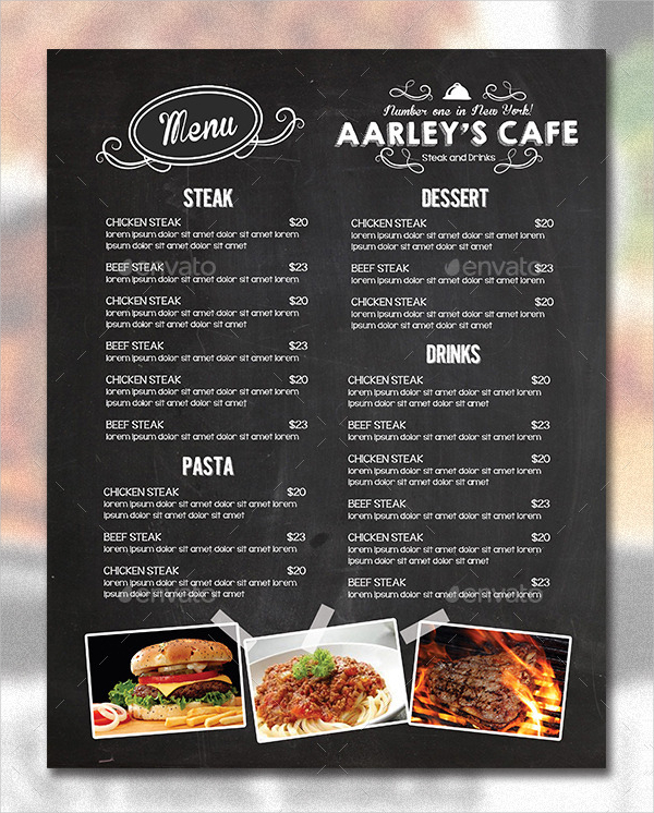 Chalkboard Food Menu flyer Template