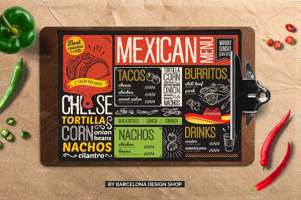 Chalkboard Mexican Food Menu Template
