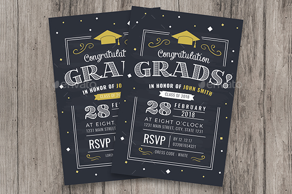 Chalkboard Style Graduation invitation