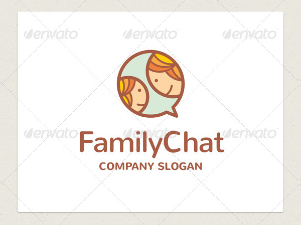 Chat Family Vector Logo Template